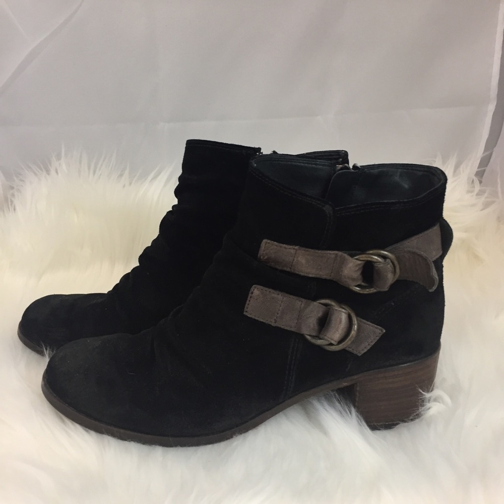 Paul Green Black Suede Slouchy Ankle Booties
